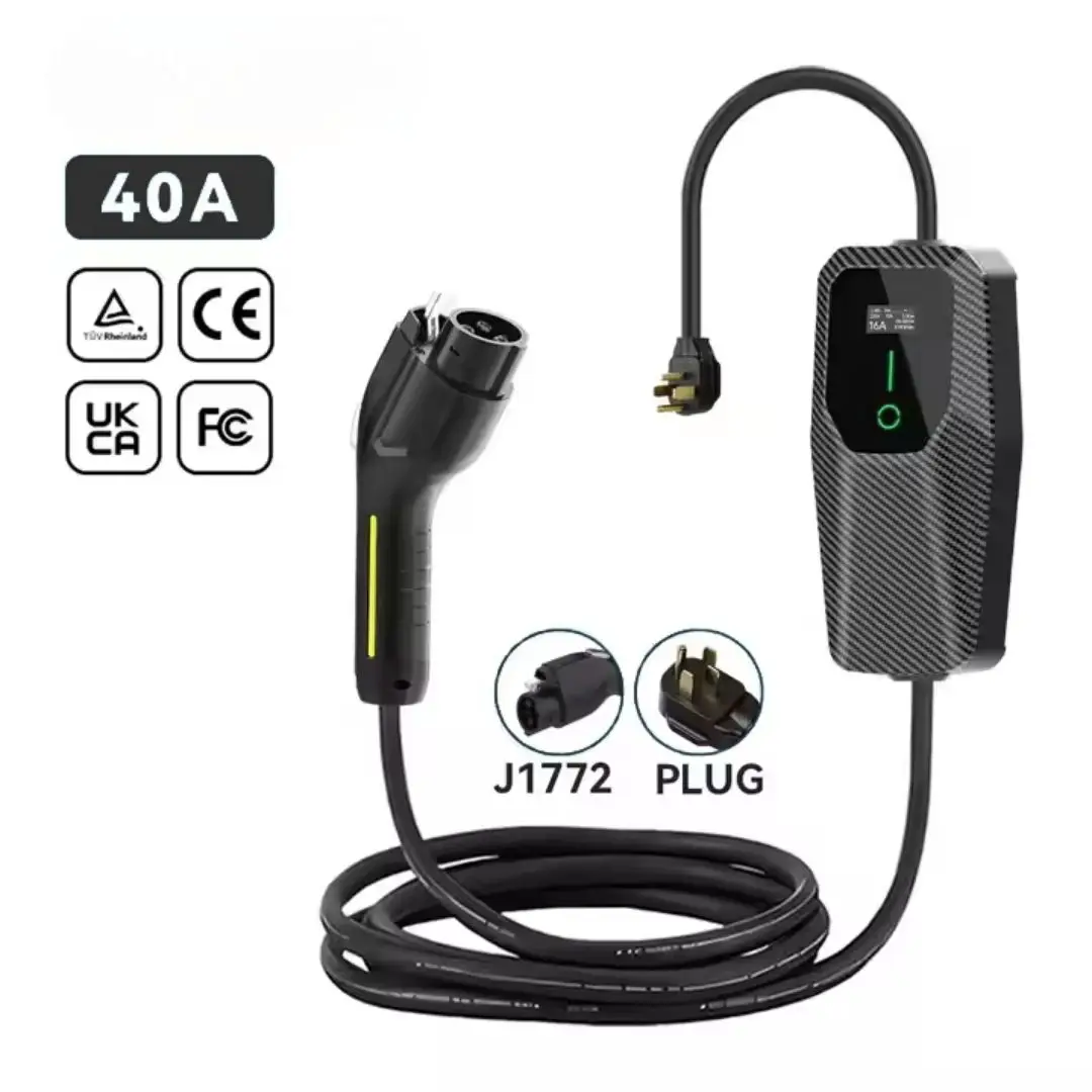 

New Type2 Car 32a Portable Ev Charger 5m Cable Current Adjustable 7kw 11KW 22KW Electric Vehicle Car Charger