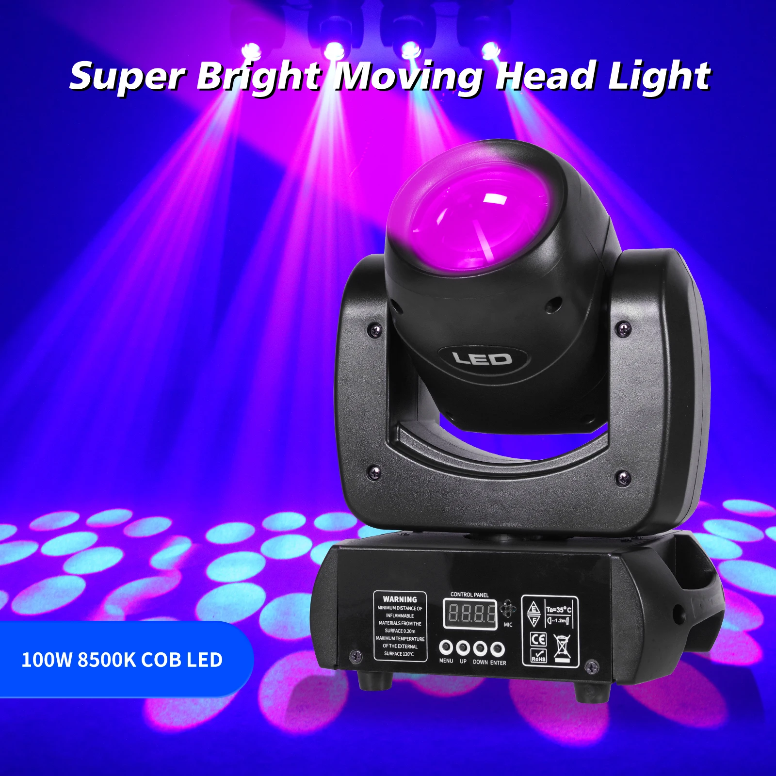 Yiflamefly-Moving Head Stage Lights, Beam Gobo, efeito deslumbrante, DMX LED Spotlight para clube, KTV, Disco, DJ, festa, iluminação de palco, 100W