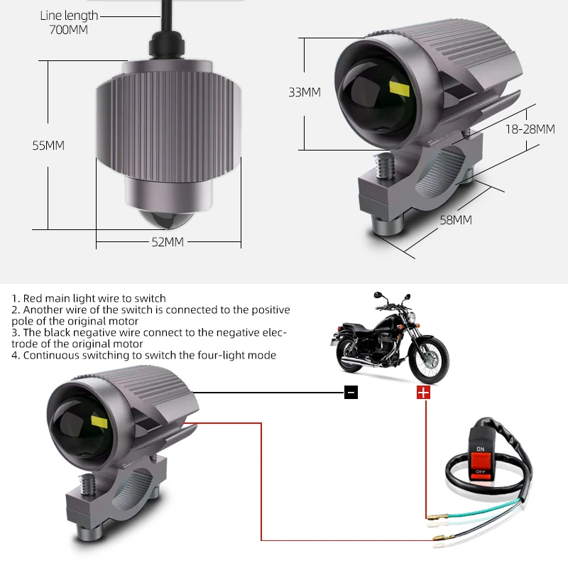 Explorer Motorfiets Mistlamp Vuurtoren Koplamp 12V 24V Douple Color Len 180W Rijlichten Voor Bmw R1200gs Atv Suv Lamp