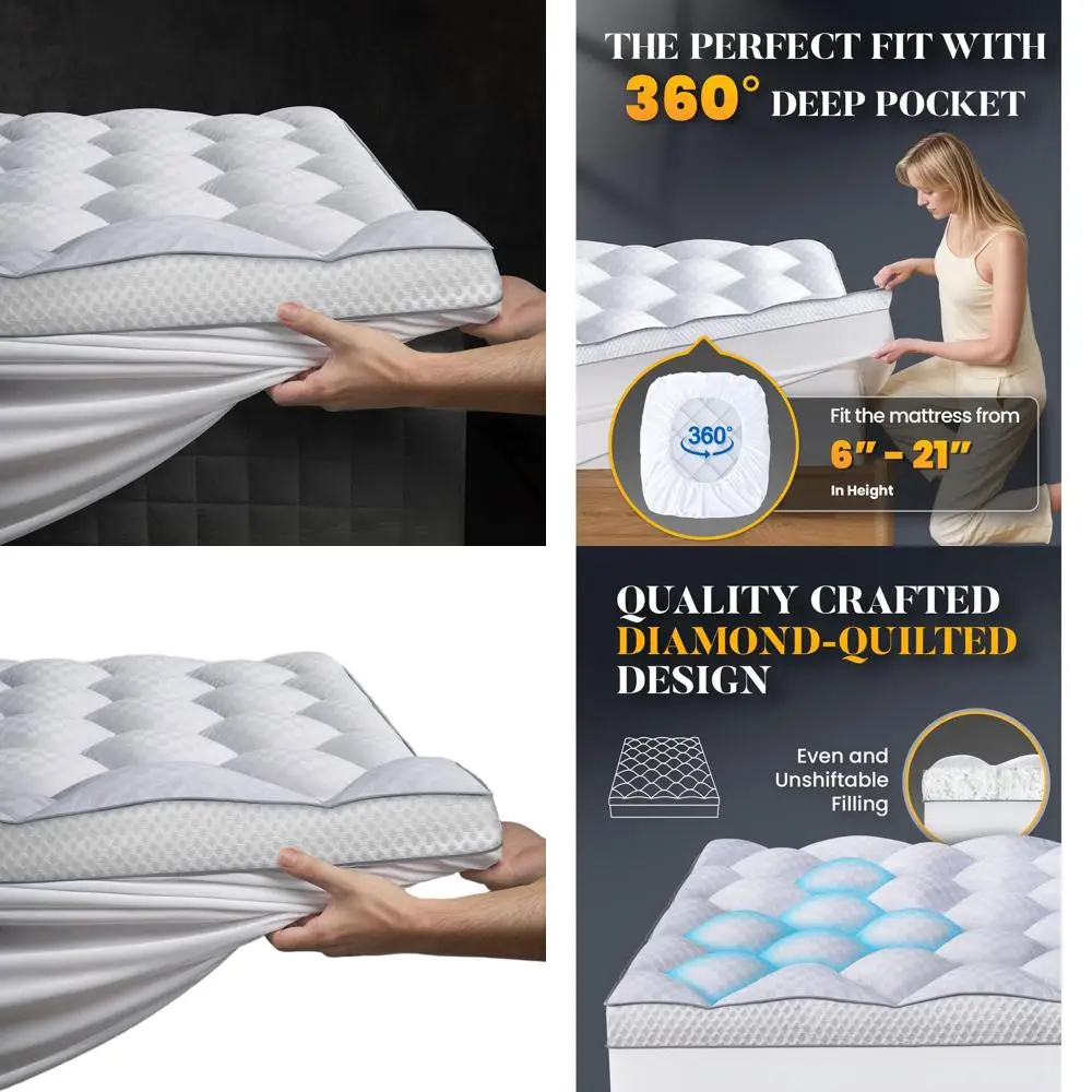 

Ultra-Fluffy 3 Memory Foam Mattress Topper - Cal King Size for Back Pain Relief, Plush Pillow Top, 4X Support, Breathable Air Me