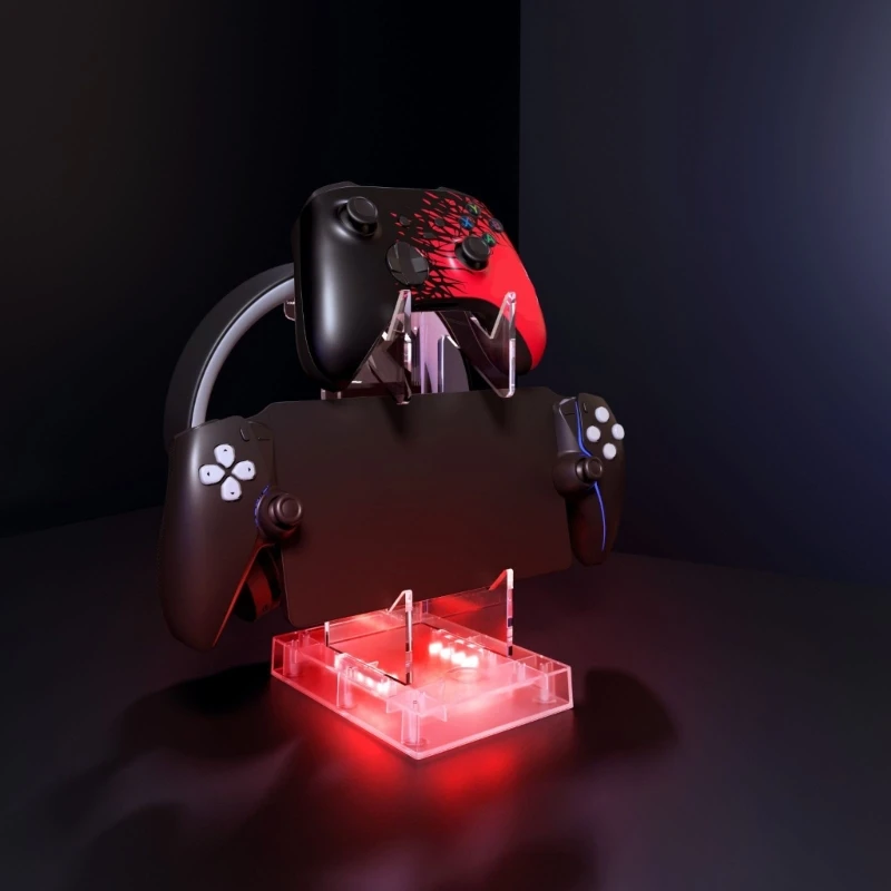 Controller Stand Multifunction Gamepad Display Shelf with 2 USB Charging Port Headphone Holder Gaming Accessories