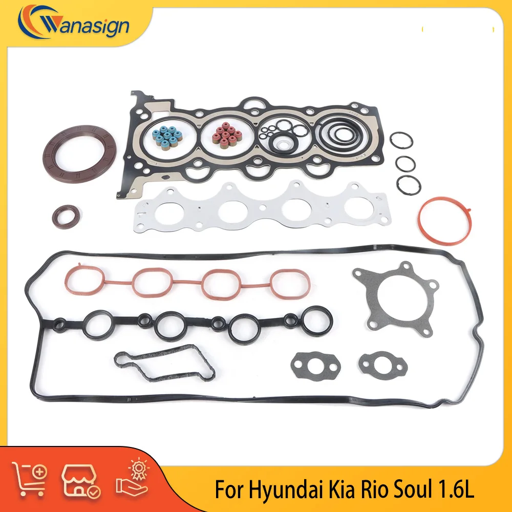 

Engine Overhaul Gasket Kit For Hyundai Kia Accent Verna ix25 Elantra i30 Venue Ceed Rio Seltos Soul 1.6L 1.6 L L4 16V GAS G4FD