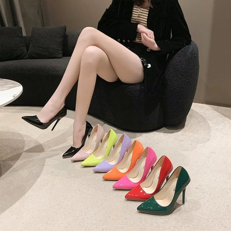 

2024 Fluorescent Green Multi-coloured Super High Stiletto Heels Pumps Women Shoes Pointed Toe Party Big Size 35-43