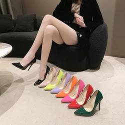 2024 Fluorescent Green Multi-coloured Super High Stiletto Heels Pumps Women Shoes Pointed Toe Party Big Size 35-43