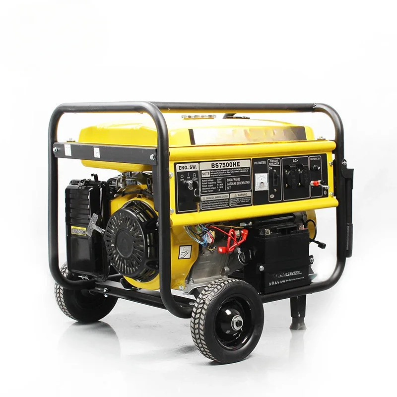 

5kw electric start gasoline generator single three-phase mobile generator set with wheels household portable