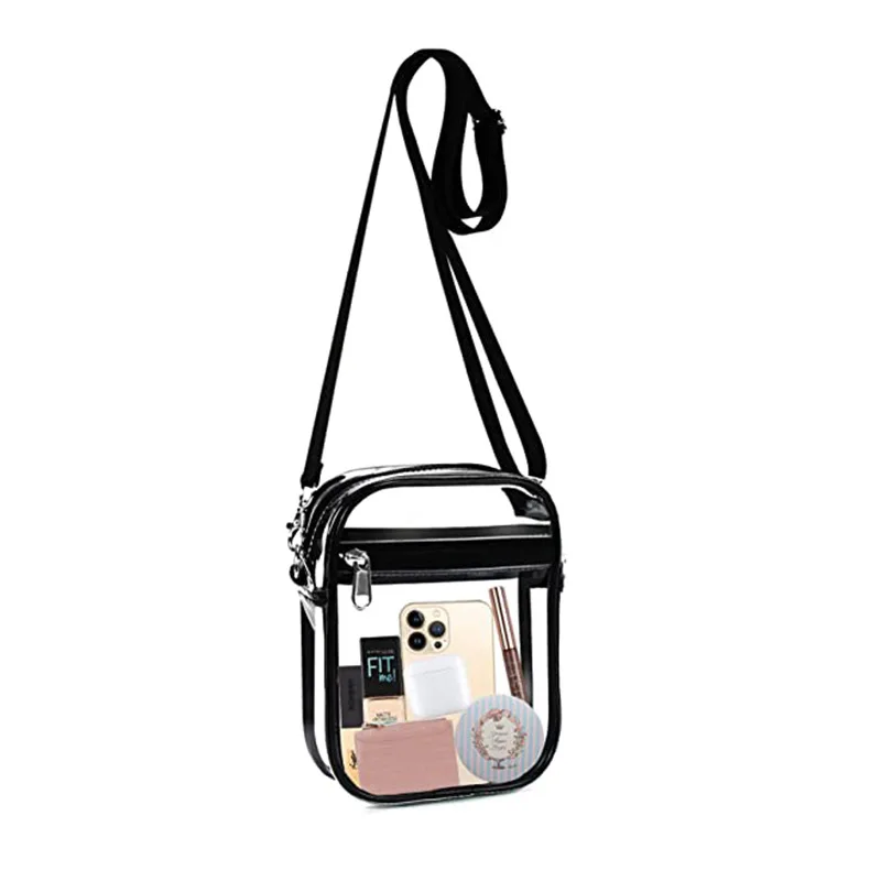 PVC Crossbody Bag Clear Beach Bag Transparent Shoulder Messenger Handbag Concert Sports Shoulder Bags WithAdjustable Zipper 202