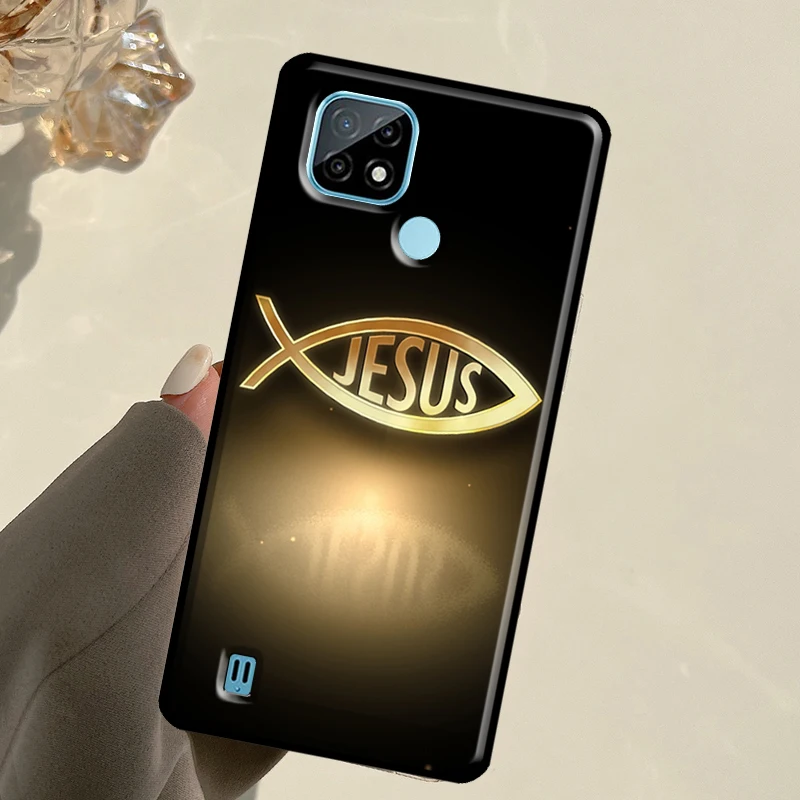 رمز السمكة يسوع المسيح المسيحي ل Realme 14 Pro Plus 10 11 12 13 GT 6 6T 5 GT7 Pro C61 C55 C53 C51 C21Y C25S C67 C75 #2