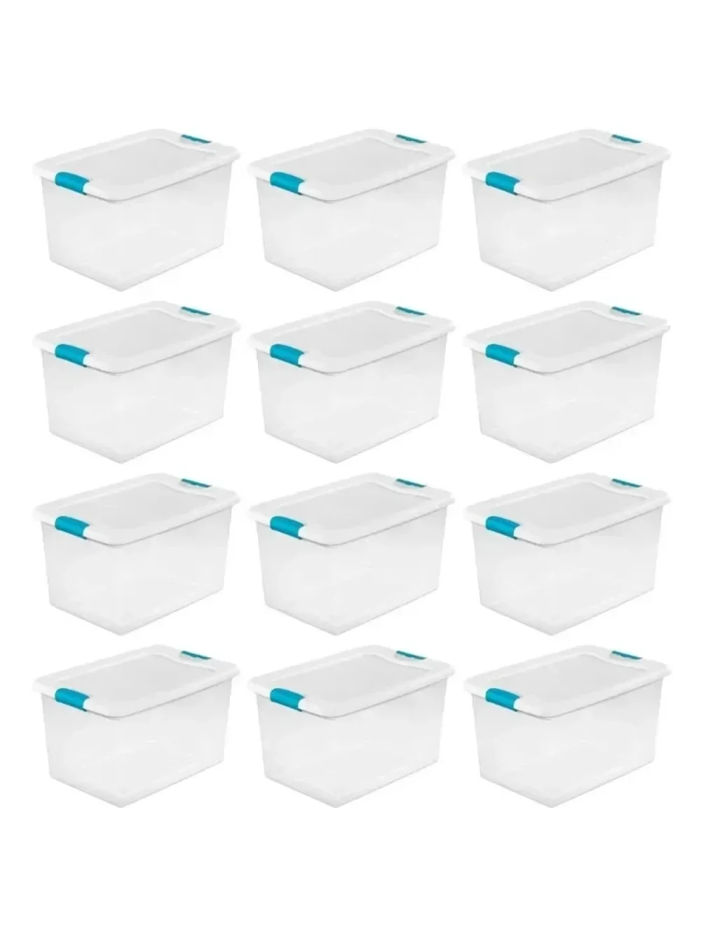 12-Pack Sterilite 64 Qt Latching Storage Box Stackable Bin with Latch Lid Plastic Container To Organize Clothes in Closet