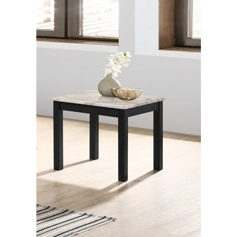 مهيب جميل الأبيض فو الرخام أعلى 1x طاولة القهوة و 2x نهاية الجداول 3 قطعة مجموعة طاولة القهوة سيقان سوداء أثاث غرفة المعيشة #5