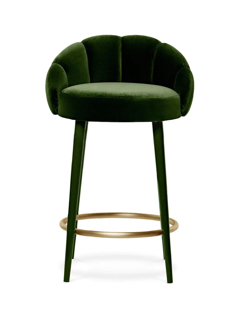 Hot Sale Modern Green Velvet Fabric Cover Stainless Steel Leg Bar Stools for Outdoor Living Room Home Restaurant