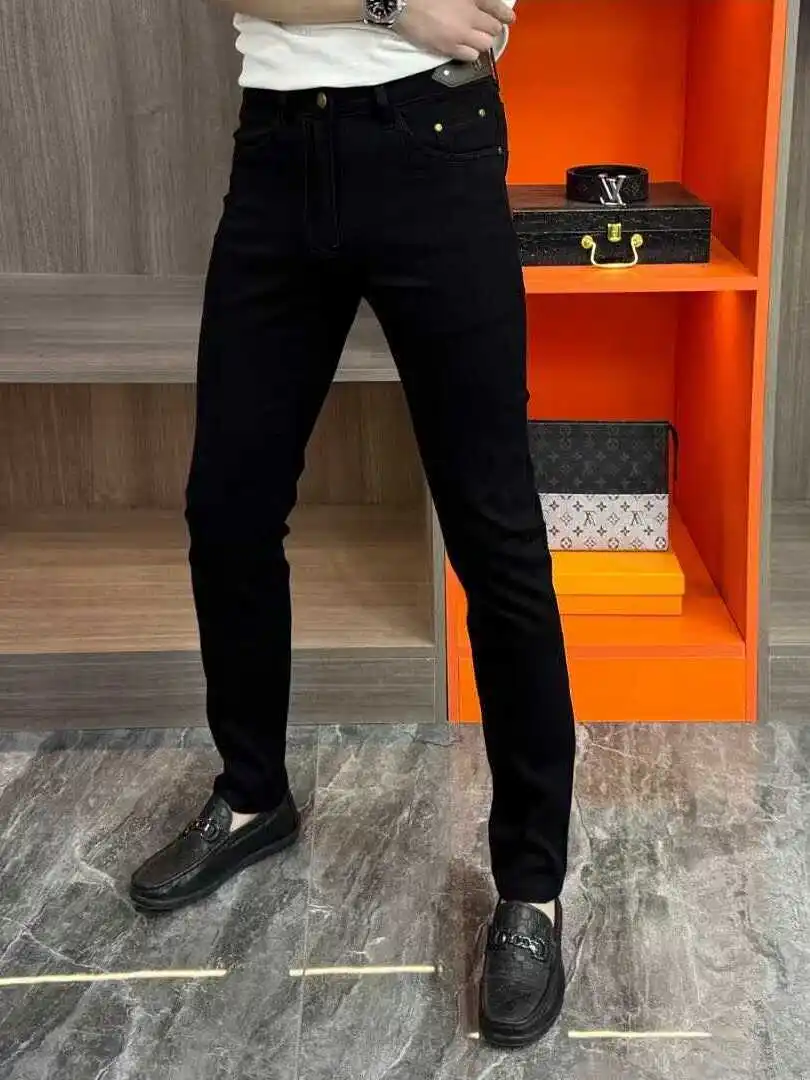 

Slim Fit Bla Denim Jeans Men's Faion Brand Spring Summer Thin Simple Long Pants Breathable Casual Straight Leg Trousers
