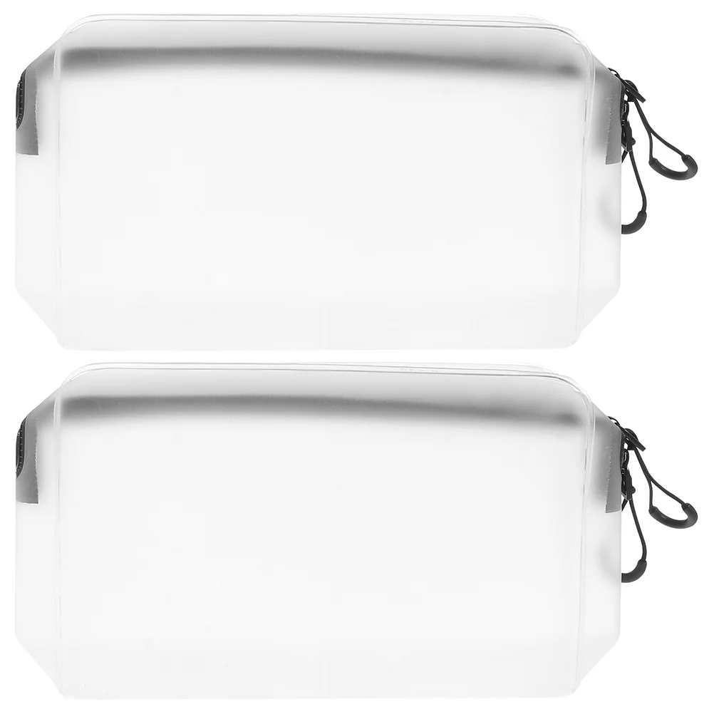 

2pcs Large Capacity Soft Film Makeup Bags Semi Transparent Zipper Pouches Travel Toiletry Cosmetics Storage Bags
