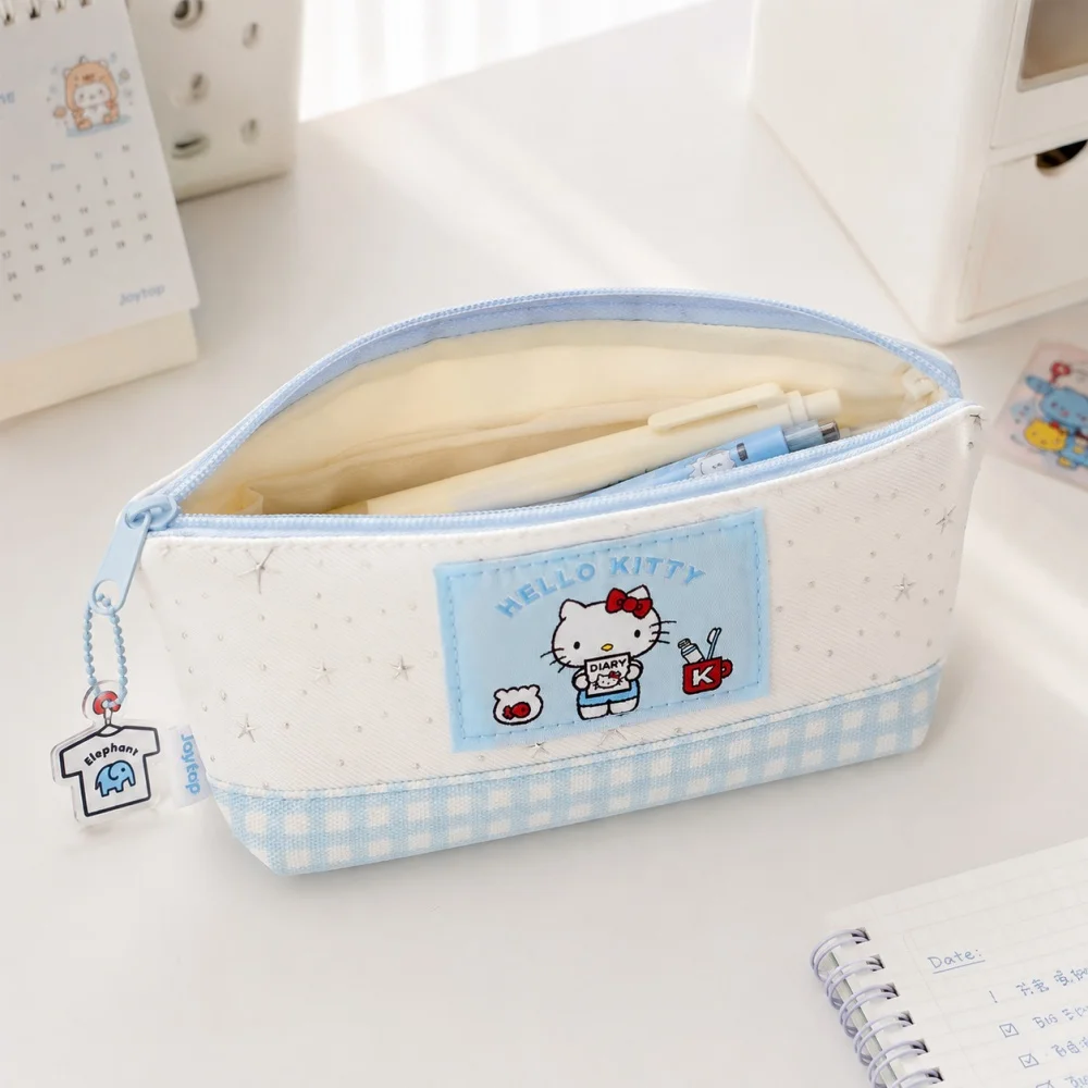 Genuine Hello Kitty Pencil Case Sanrio Cute Cloth Pen Pouch Stationery Organizer for Office School Daily Carry Women Gifts view 6
