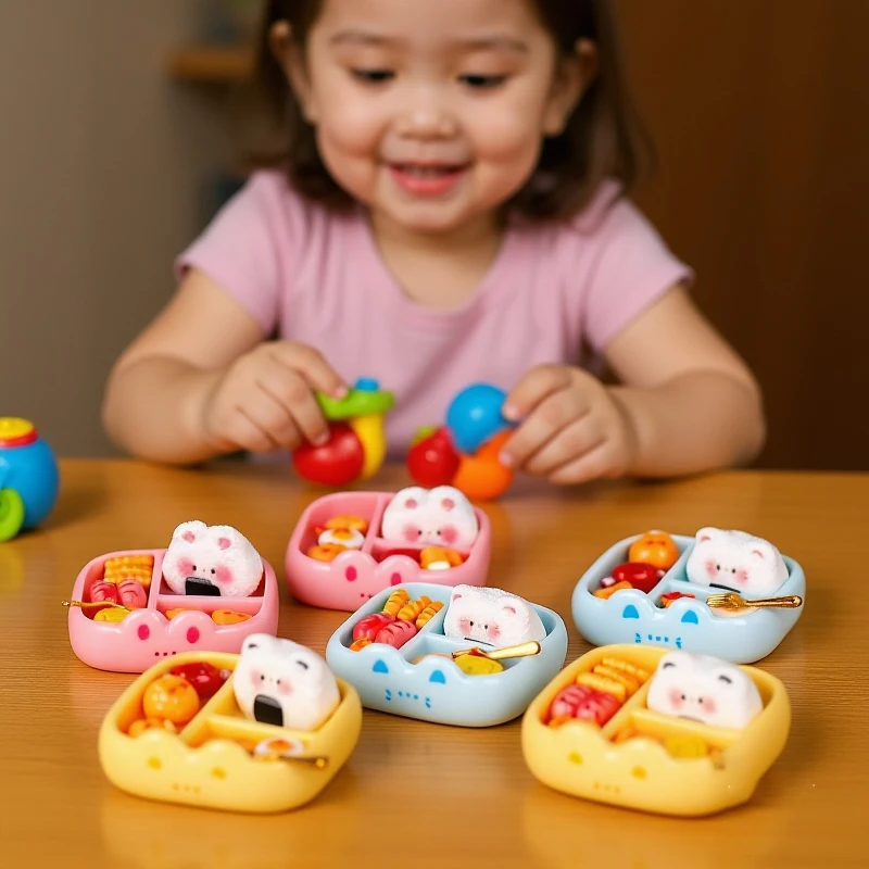Miniature Simulation Rice Ball Meal Playset DIY Decoration Realistic Portable Bento Food Model1 Set Children's Pretend Play Toy