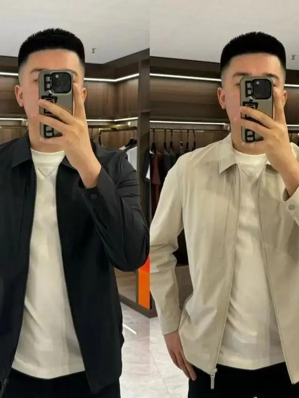 

Cool Pilot Jaet Men's ort Boxy Fit Cotton Autumn Wear Sli oulder Line Zipper Closure No Hat Casual Youth Faion