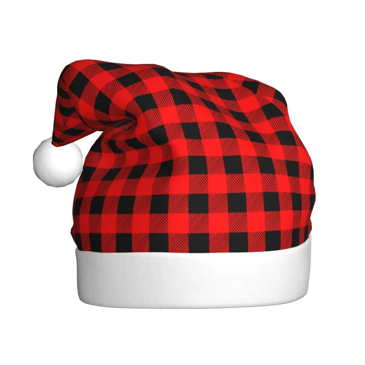 Christmas Plaid Christmas Hat for Adult Men Women Plaids Santa Hat Cap Xmas Party Gifts