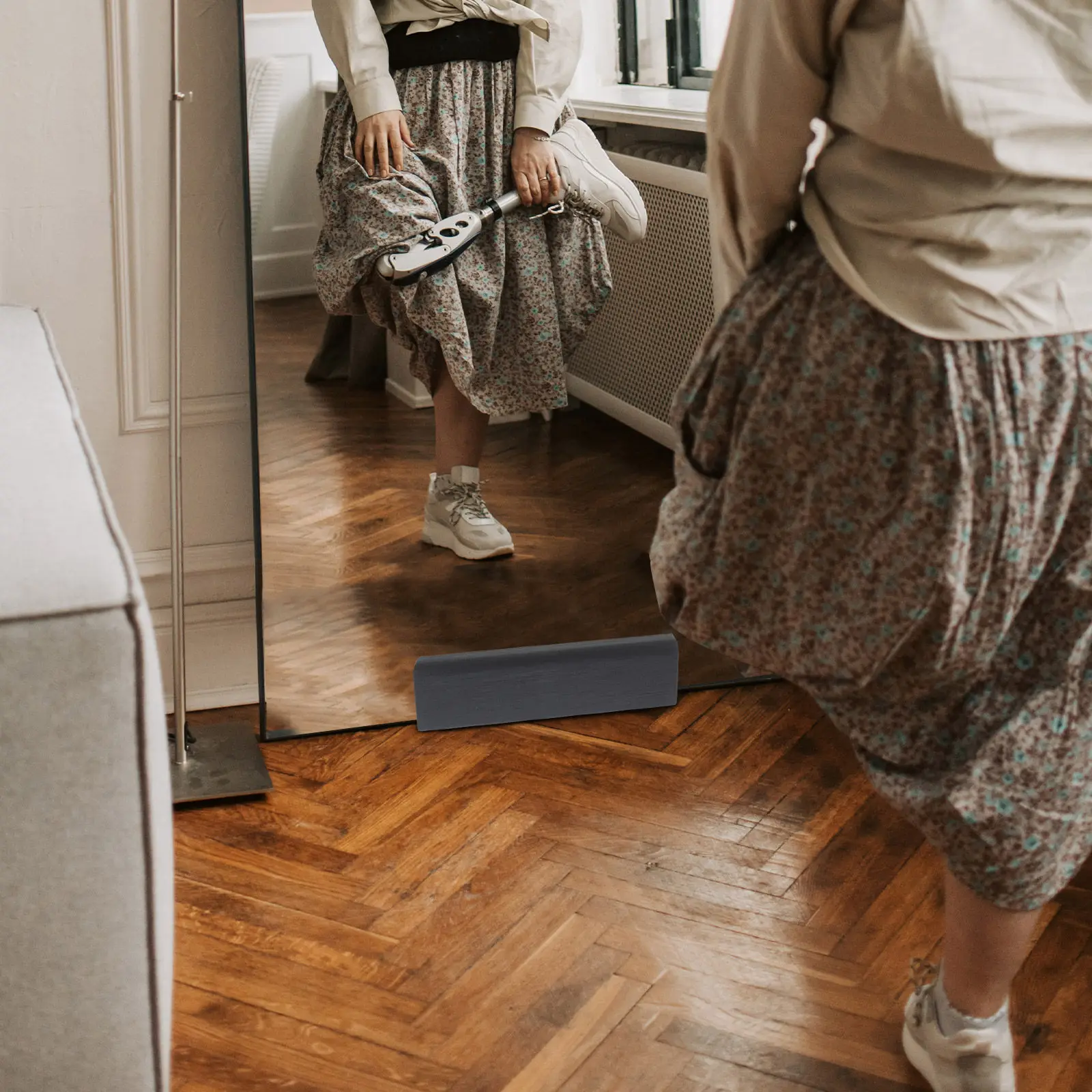 Wooden Full Length Mirror Stand Floor Mirror Holder Simple Elegant Design Sturdy Non-Slip Base for Full Size Standing Mirrors