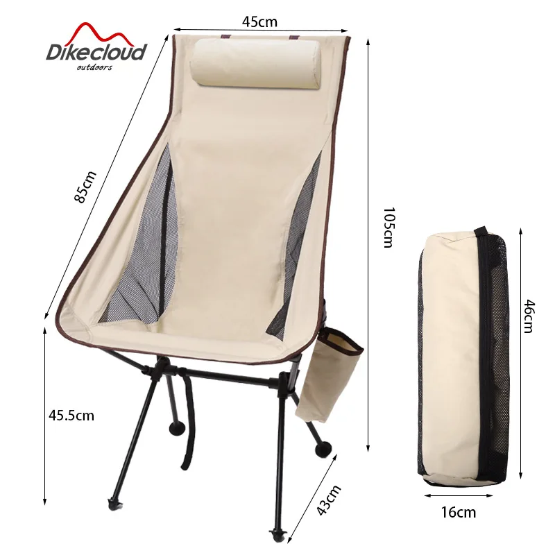 

Portable Folding Camping Chair with Headrest, Lightweight Tourist Chairs, Aluminum Alloy, Fishing Chair, Outdoor Furniture