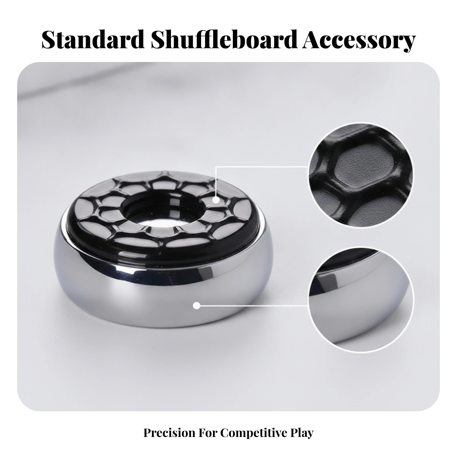 8 Pieces Shuffleboard Table Puck Plastic Caps Chrome Shuffleboard Puck Game Accessory Center Opening Ringed Top view 4