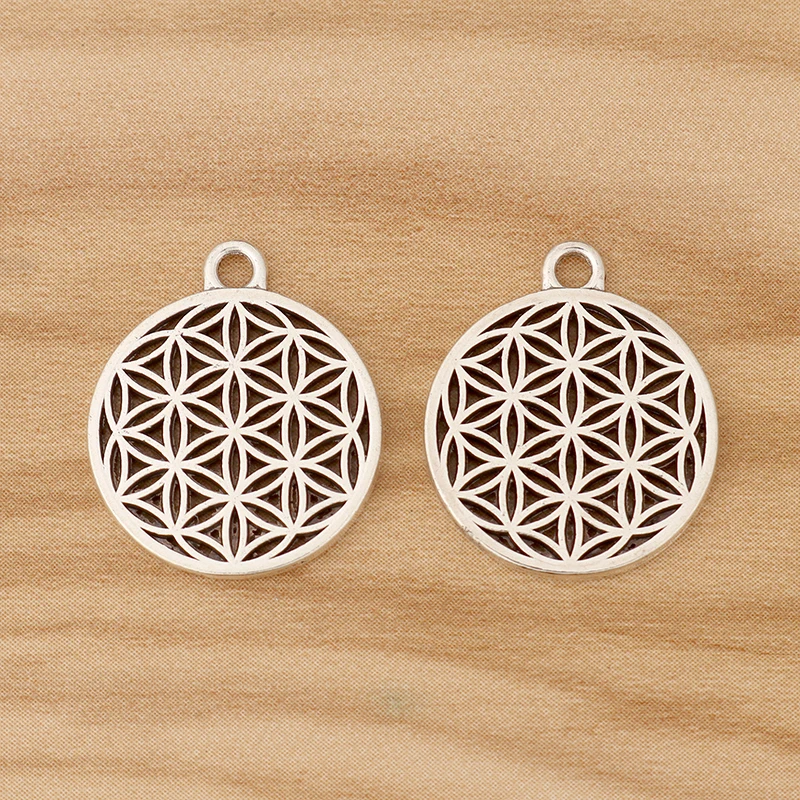 20 Pieces Tibetan Silver Wholesale Flower Of Life Connectors Charms Pendants For DIY Necklace Earring Jewellery Making 21x18mm