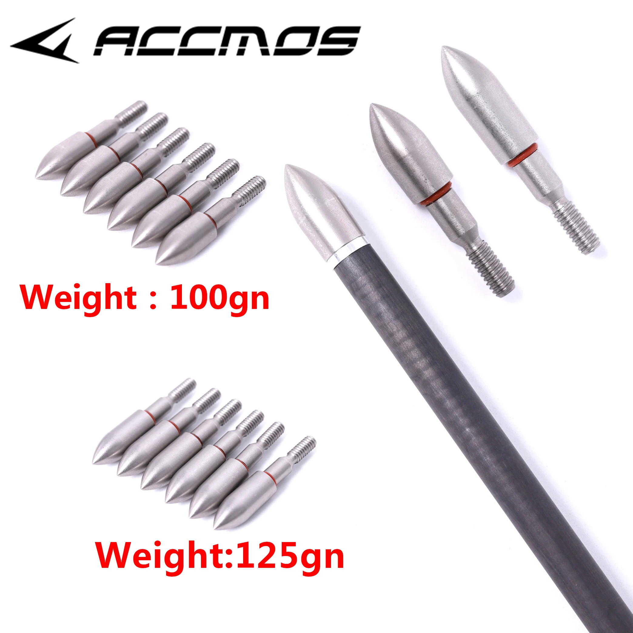 12/24pcs 100 / 125Grain Stainless Steel Arrow Head Archery Arrow Point For ID 6.2  OD 7.5mm arrow shaft  Arrow  Tips Accessory