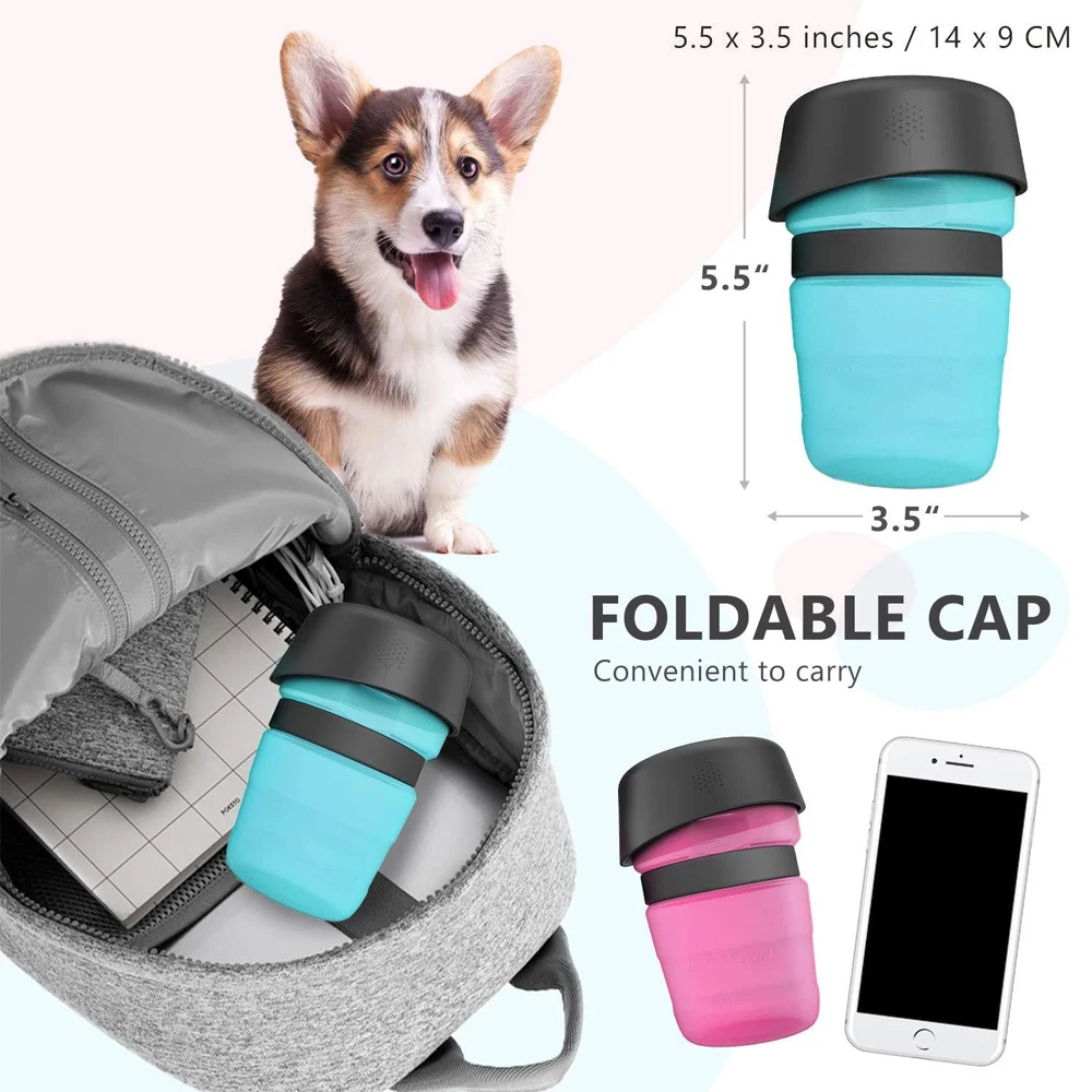 500ML Dog Water Bottle Bowl Foldable Leak-proof Water Food Cup Pet Feeder Bowl Portable Large Capacity Pet Outdoor Drinking Bowl