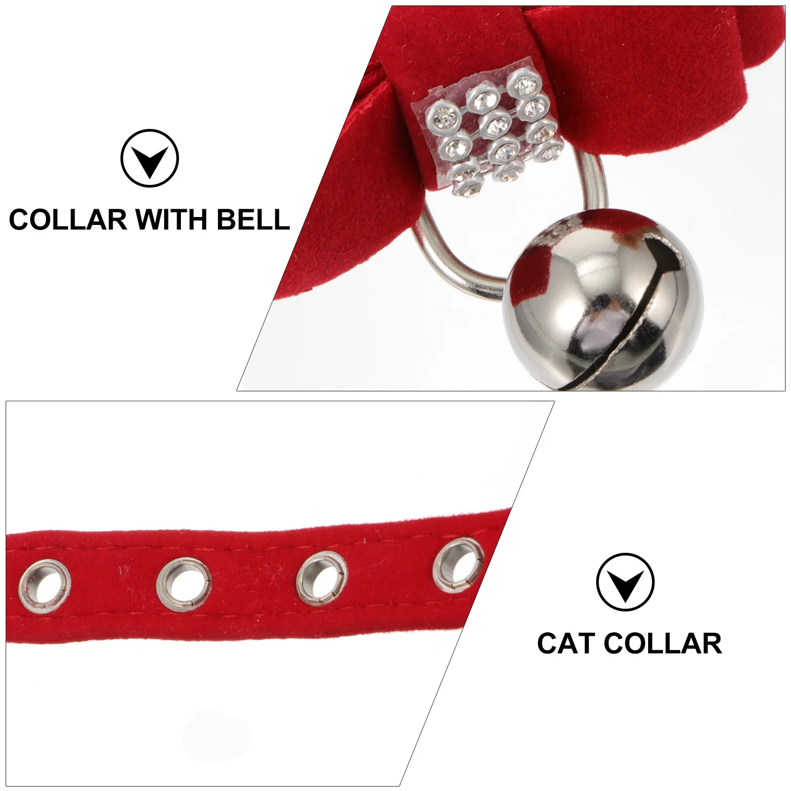 

Stylish Dog Cat Collar Rhinestone Embellished with Jingle Bell Comfort Fit Adjustable for Holiday Party Birthday Celebration Use