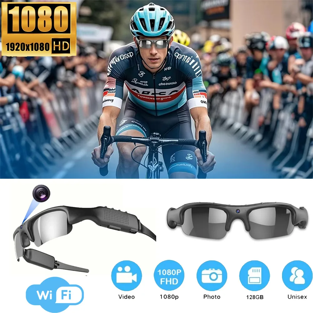 

HD 1080P умные очки камера WIFI спортивные очки уличные велосипедные мотоциклетные защитные солнцезащитные очки видеокамера 128 ГБ