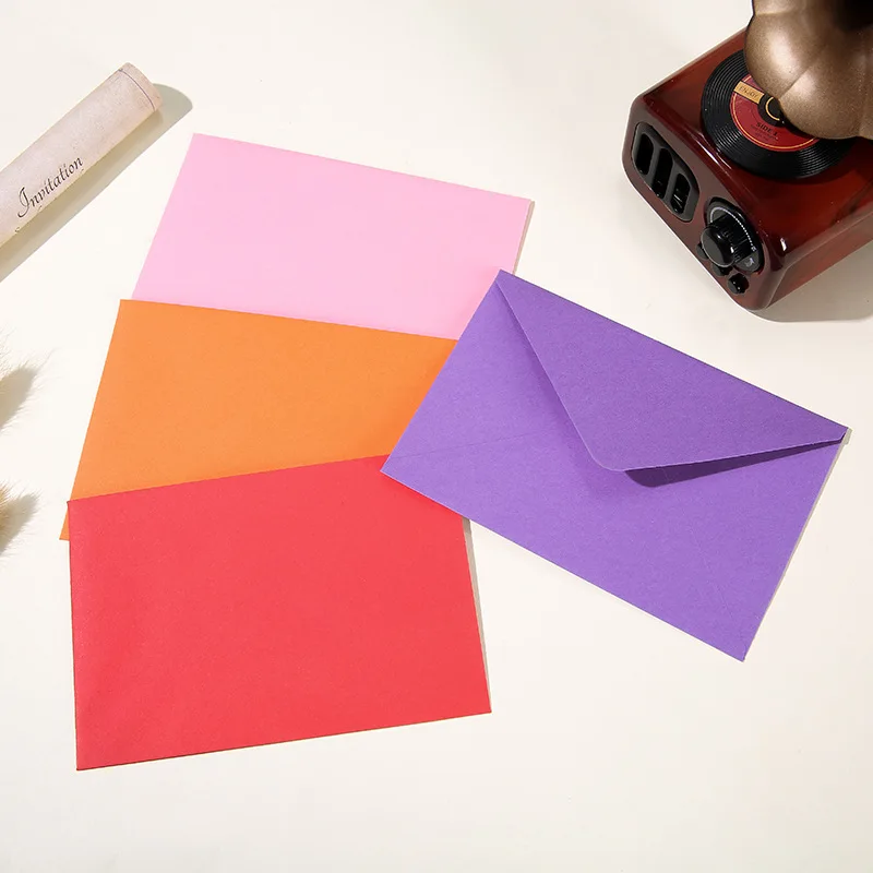 10Pcs Color Western Style with Double-sided Tape Envelope, Thickened Double-adhesive Paper Blank Greeting Card