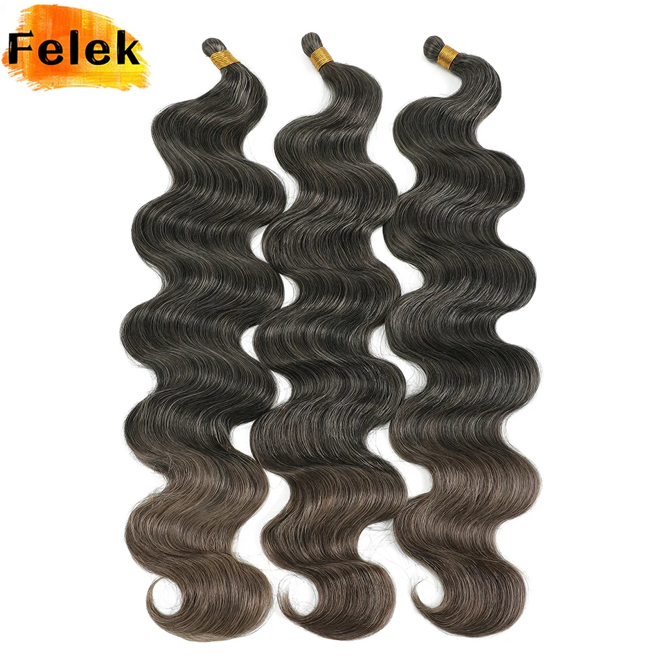 

1-7Pcs Black Body Wave Braiding Hair 24 Inch Pre-Feathered French Curl Wavy Crochet Braids Synthetic Hair Extensions for Goddess