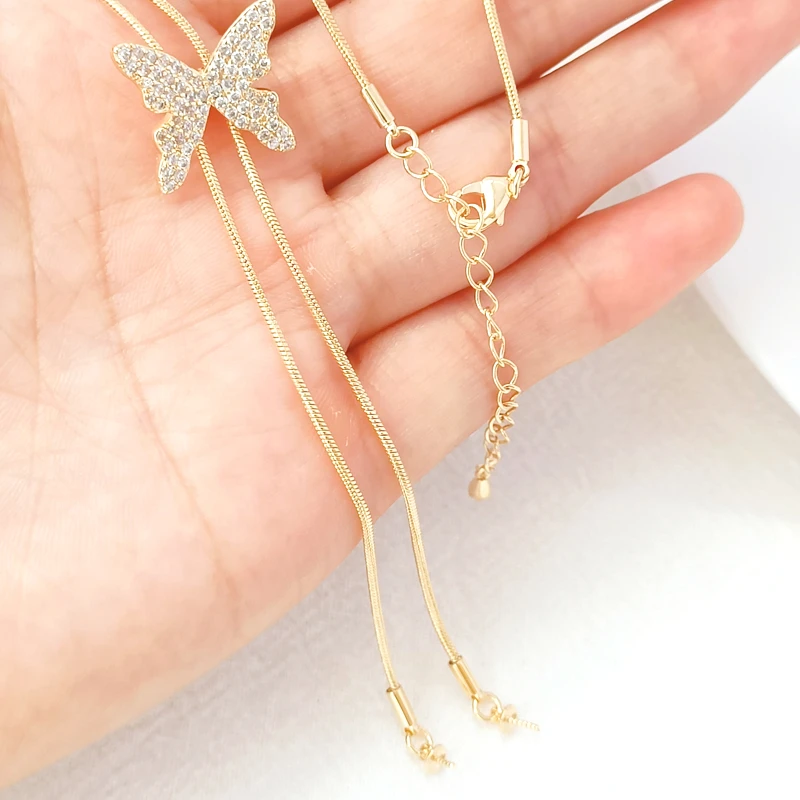 1 Piece New 14K Copper Clad Gold Snake Bone Chain Butterfly Adjustable Extension Semi-finished Product Without Pearls Handmade