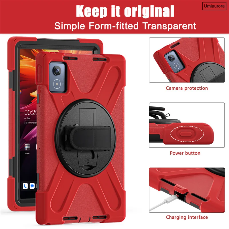 For LenovoTab K11 Plus 11.5 inch TB352XU TB352FU Shockproof Silicon PC Tablet Case Stand Hand Shoulder Strap Rugged Cover Funda