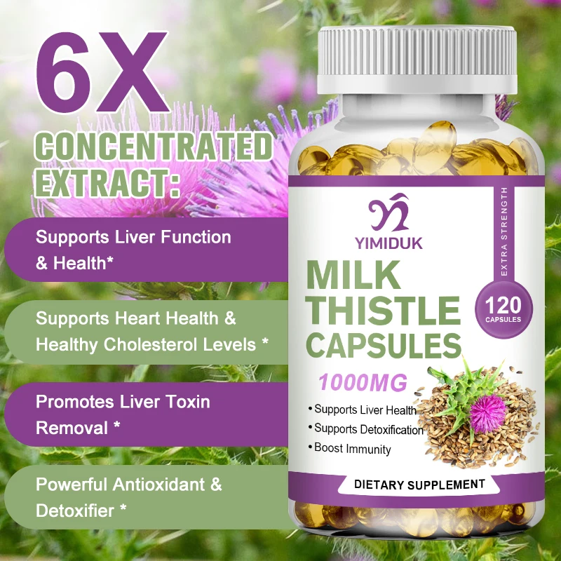 6X Organic Milk Thistle Extract Capsules Liver Health Help Liver Detox & Cleanse Liver Protection Decompose Alcohol Health Food