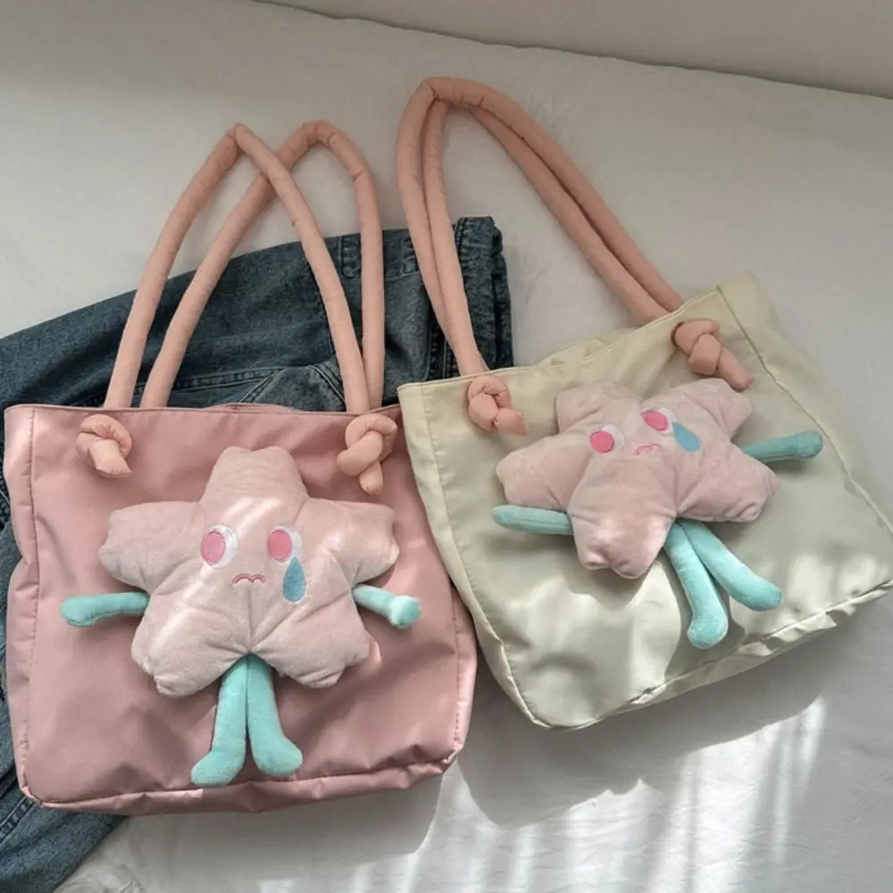 

Cute Nylon Flower Tote Bag Lightweight Large Capacity Handbag Korean Style Minimalist Sweet Flower Bag Class Commuting