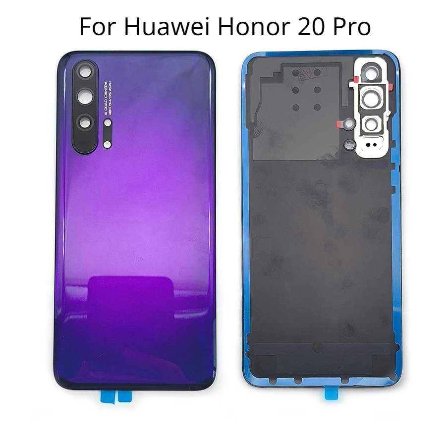 For Huawei Honor 20 Pro YAL-AL10 YAL-L41 Tempered Glass Back Battery Cover Door Housing + Flash Cover + Camera lens