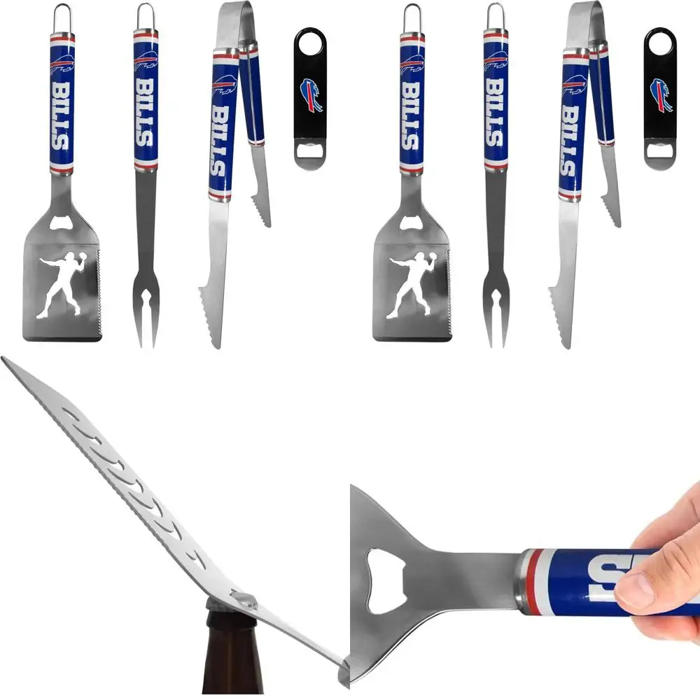 

Buffalo Bills 3-Piece Stainless Steel BBQ Set with Bottle Opener, Team-Colored Tools