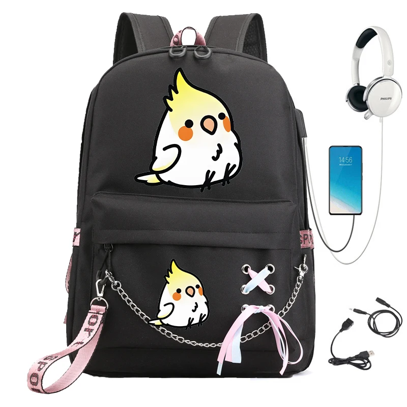 Mochila escolar impermeable con dibujos animados para niñas, bolsa de libros ligera con Usb, bonita