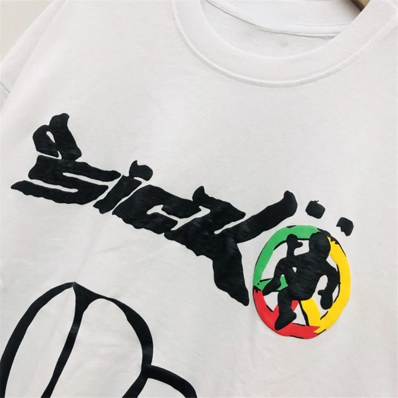 2023SS Puff Print Sicko T-shirt Men Women Best Quality T-shirt Black White Summer Style Tops Tee 100% Cotton Streetwear T shirt