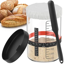 5/7pc Dough Fermentation Jar 1000ml Sourdough Starter Container Clear Glass Jar with Lid Baking Fermentation Jar Food Storage
