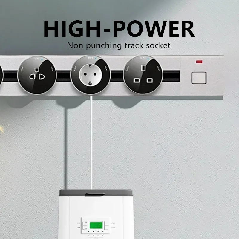 UK EU US FR Standard Embedded Rail Socket with USB,Concealed Power Rail Type Plug-in Cabinet Outles,Movable Power Track Socket
