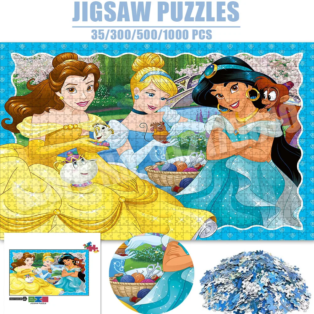 

Disney Princess Belle Jasmine Cinderella Jigsaw Puzzles for Adults 300/500/1000 Pieces Paper Jigsaw Puzzles Diy Large Game Toys