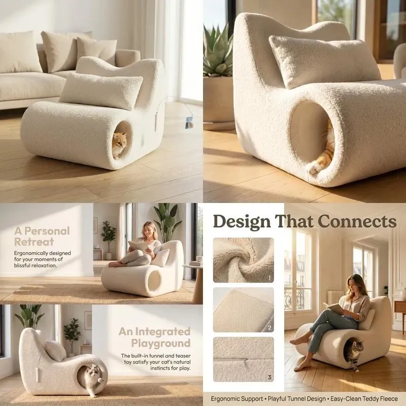 Modern Tufted Fabric Recliner Comfortable Lazy Sofa for Human and Pet Shared Use Vacuum Packed Compressed Foam Easy