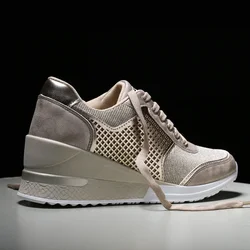 Height Increasing Women's Vulcanized Shoes Light Breathable  Walking Shoes Platform Shoes for Women Wedge Sneakers Handmade