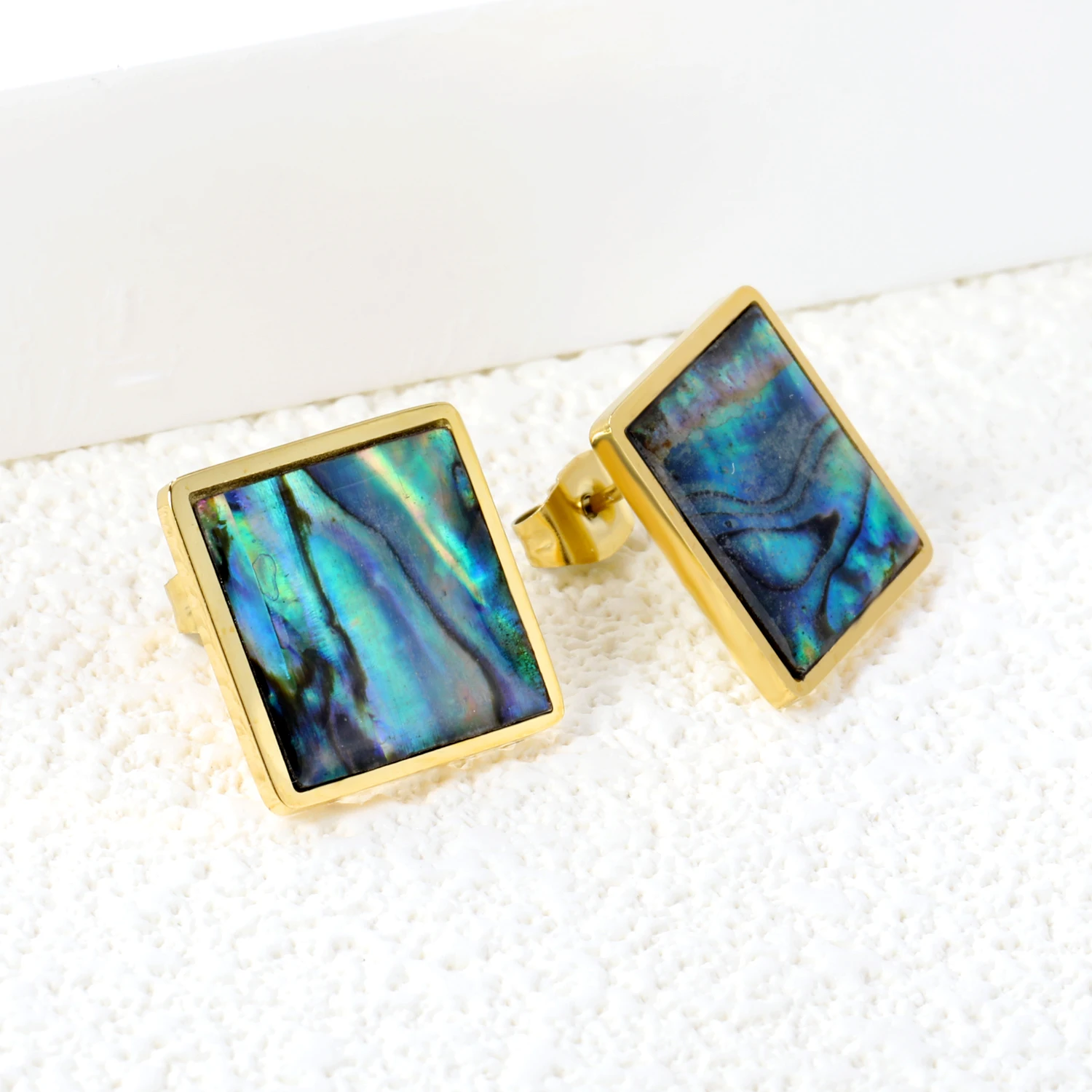 ASONSTEEL Stainless Steel Abalone Shell Stud Earrings Premium Geometry Earrings Anti-allergy Dripping oil Jewelry Party Gift