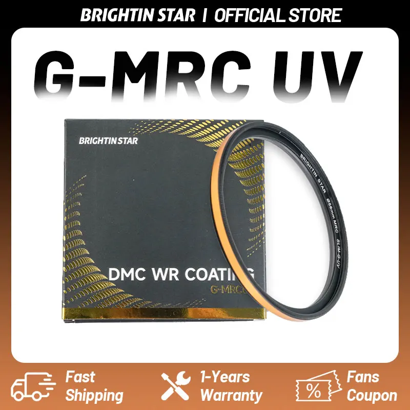 

Brightin Star G MRC UV Filter Golden DMC WR Coating Multi-layor Coating Camera Lens Filter 43mm 49mm 52mm 55mm 58mm 62mm 67mm