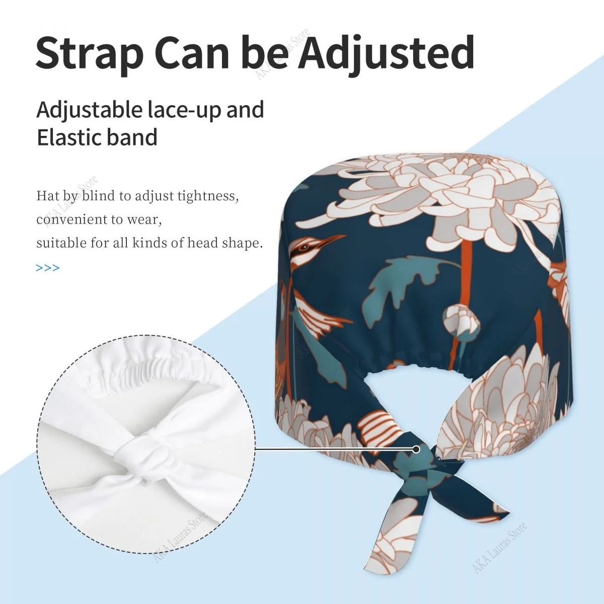 National Flower Chrysanthemum Nursing Accessories Scrub Hat Surgery Cap Dentist Animal Lab Cap Scrub Cap Anaesthesia Scrub Cap