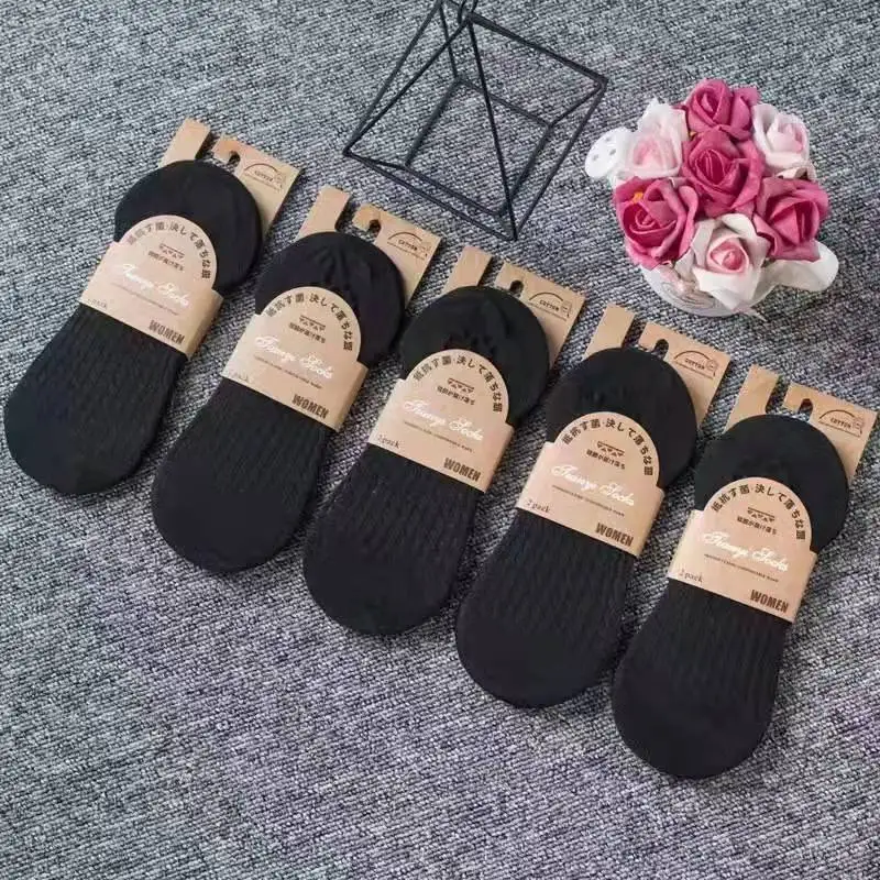 5pair /Lot Women\'s Silicone Non-slip Invisible Socks Lady Summer Solid Color Ankle Boat Socks Female Soft Cotton Sock Breathable