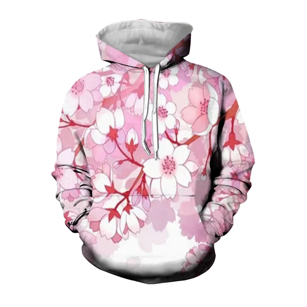 Jumeast 3D Sakura Print Hoodies For Men Flower Pattern Spring And Autumn Length Sleeve Oversized Hoodie Streetwear Pullover Tops