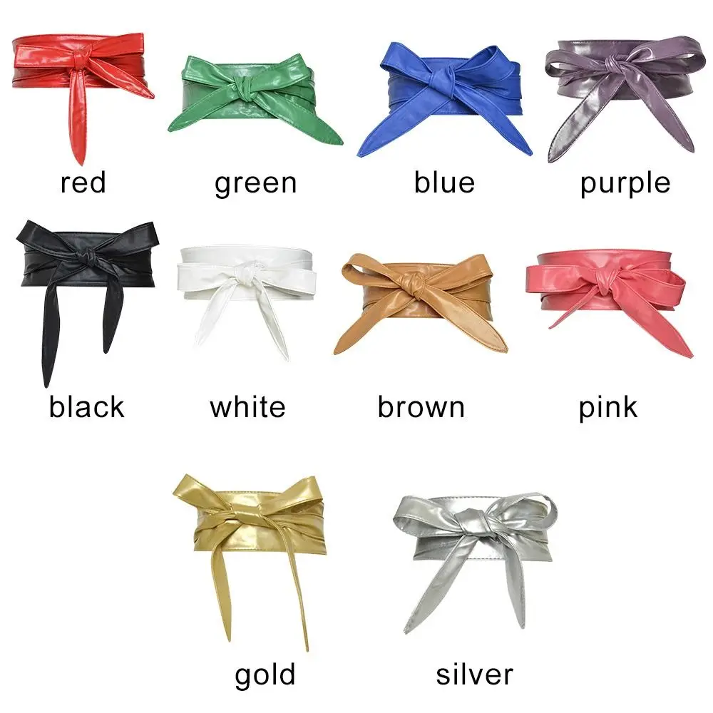 المرأة بسيطة التفاف Bowknot مشد حزام واسعة الخصر الفرقة Bowknot حزام جلد السيدات فستان Cummerbands