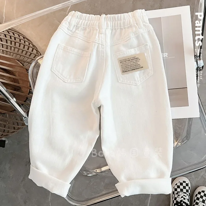 

Boys Jeans High Quality Boys Kids Loose Trousers 2-8 Years Childrens Spring and Autumn New Casual Pants Fashion White